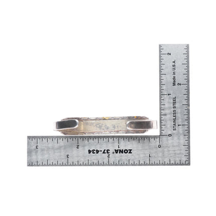 6.25" vintage Zuni sterling silver channel inlay stamped edge cuff bracelet