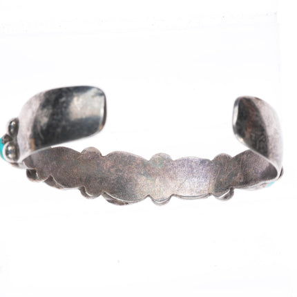 6.4" vintage Navajo sterling silver turquoise  nugget row cuff bracelet
