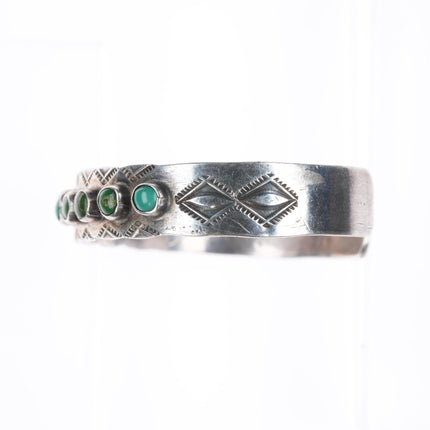 6.25" c1930's vintage Navajo snake eye turquoise sterling silver cuff bracelet
