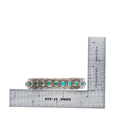 6.25" c1930's vintage Navajo snake eye turquoise sterling silver cuff bracelet