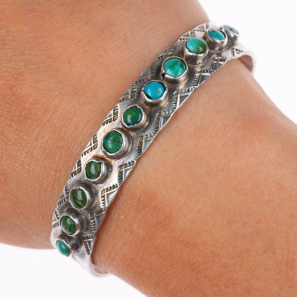 6.25" c1930's vintage Navajo snake eye turquoise sterling silver cuff bracelet