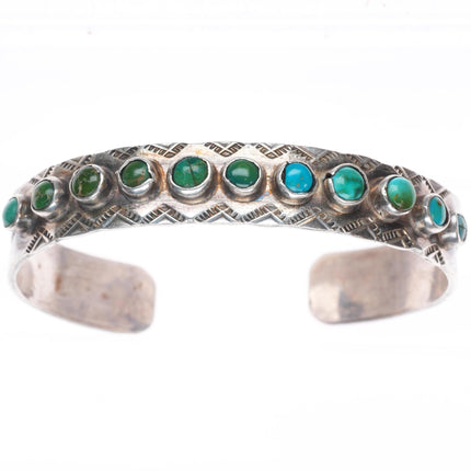 6.25" c1930's vintage Navajo snake eye turquoise sterling silver cuff bracelet