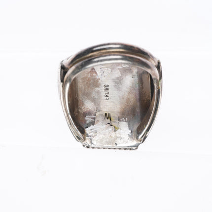 sz9.5 vintage Navajo sterling silver 2 stone turquoise ring