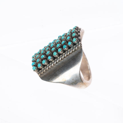 sz7.75 Pete & Vivian Haloo Zuni sterling silver snake eye turquoise row ring