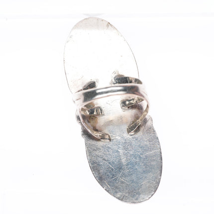 sz7.5 long vintage Navajo sterling silver 2 stone turquoise ring