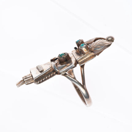sz7.75 vintage Navajo sterling silver turquoise Kachina ring
