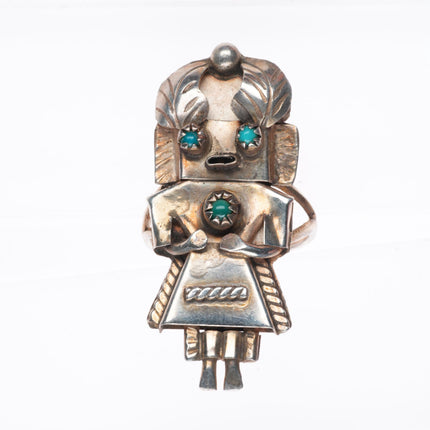 sz7.75 vintage Navajo sterling silver turquoise Kachina ring
