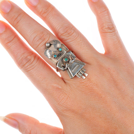 sz7.75 vintage Navajo sterling silver turquoise Kachina ring
