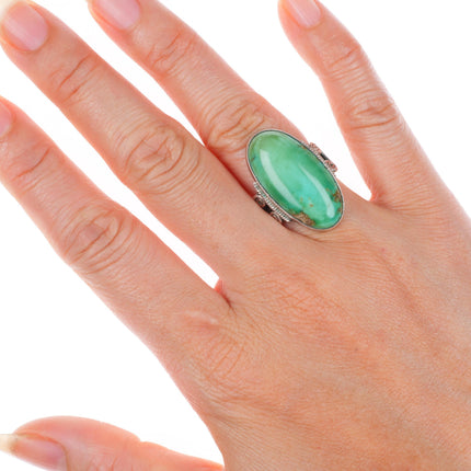sz6.25 c1930's  vintage Navajo sterling silver ring with nice turquoise
