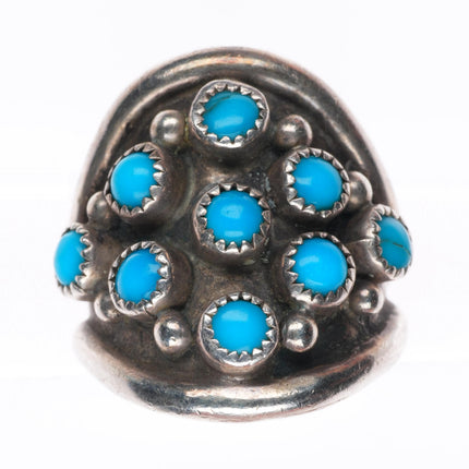sz9 vintage C Platero Navajo sterling silver turquoise snake eye dome ring