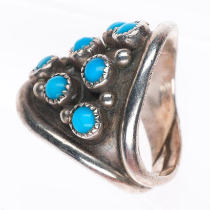 sz9 vintage C Platero Navajo sterling silver turquoise snake eye dome ring