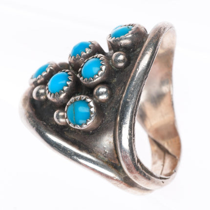 sz9 vintage C Platero Navajo sterling silver turquoise snake eye dome ring