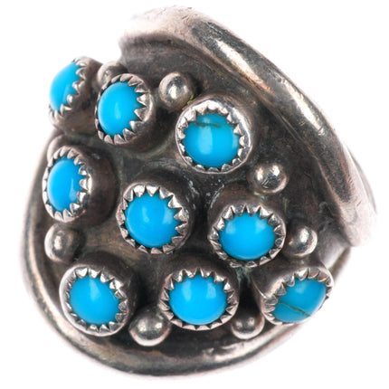 sz9 vintage C Platero Navajo sterling silver turquoise snake eye dome ring