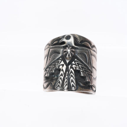 sz7.75 vintage Marcella James Navajo sterling silver thunderbird ring