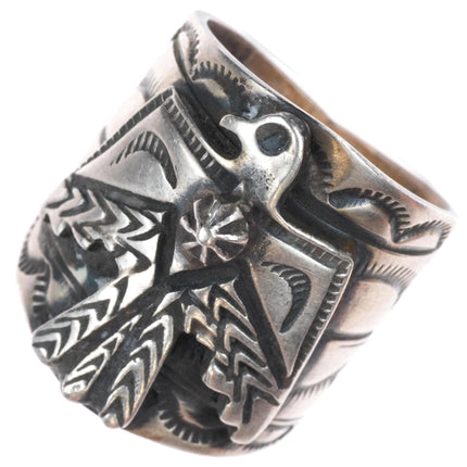 sz7.75 vintage Marcella James Navajo sterling silver thunderbird ring