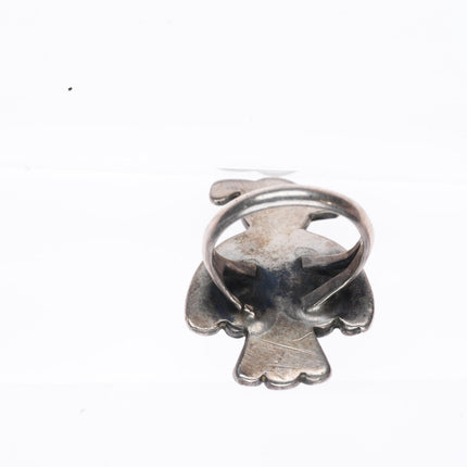 sz4.75 vintage Navajo sterling silver chip inlay thunderbird ring