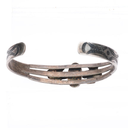 6.25" 1920's-30's Navajo Fred Harvey ingot silver thunderbird cuff bracelet