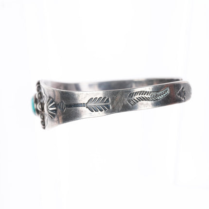6.5" vintage Navajo sterling silver turquoise Fred Harvey style cuff bracelet
