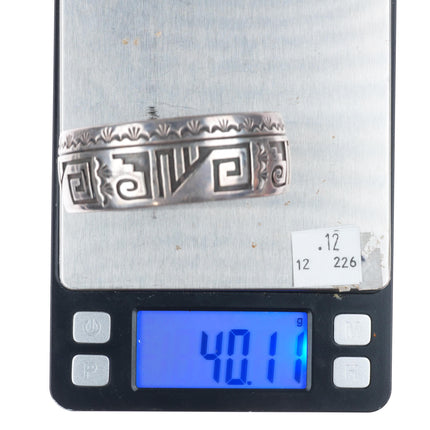 6.8" Rosco Scott Navajo sterling silver stamped/overlay pattern cuff bracelet