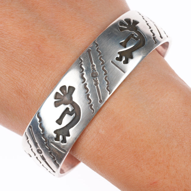 7.2" vintage  David Reeves Navajo sterling silver Kokopelli cuff bracelet