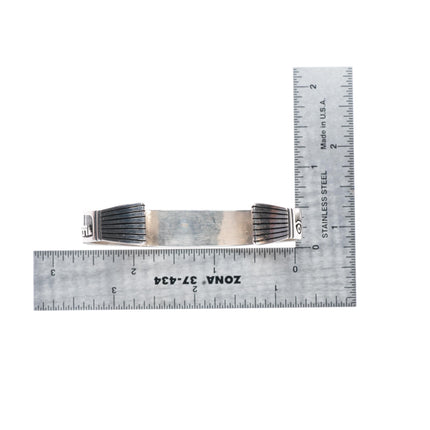 6.7" Jason Takala Hopi 14k gold/Sterling silver Man in the Maze cuff bracelet