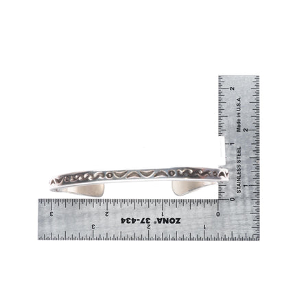 7.25" Bryan Navajo sterling silver sturdy stamped square cuff bracelet