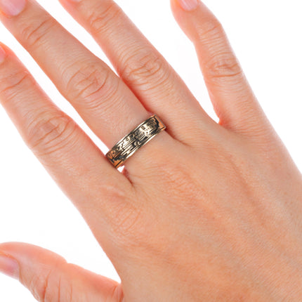 sz10 HMY for MM Rogers Native American 14k gold/sterling silver band ring