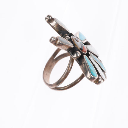 sz6.25 vintage Zuni sterling silver Indian chief sunface inlay ring