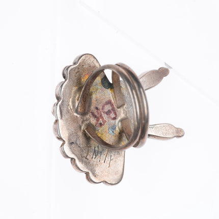sz6.25 vintage Zuni sterling silver Indian chief sunface inlay ring