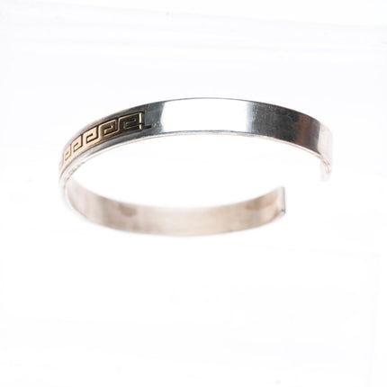 6.7" Dave Skeets Navajo 14k gold/sterling silver slim stacker cuff bracelet