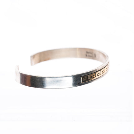 6.7" Dave Skeets Navajo 14k gold/sterling silver slim stacker cuff bracelet