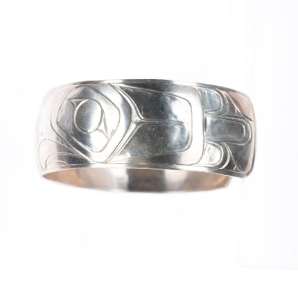 6.9" Owen Walker Northwest Coast sterling silver carved cuff bracelet LoveBirds
