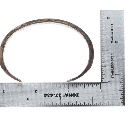 7.1" Roger Skeet Navajo sterling silver deep stamped carinated cuff bracelet