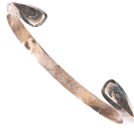 7.1" Roger Skeet Navajo sterling silver deep stamped carinated cuff bracelet