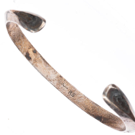 7.1" Roger Skeet Navajo sterling silver deep stamped carinated cuff bracelet