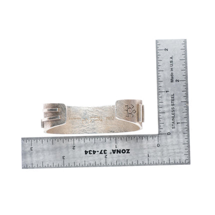 5.75" Myron Panteah Zuni 14k gold sterling silver petroglyph cuff bracelet