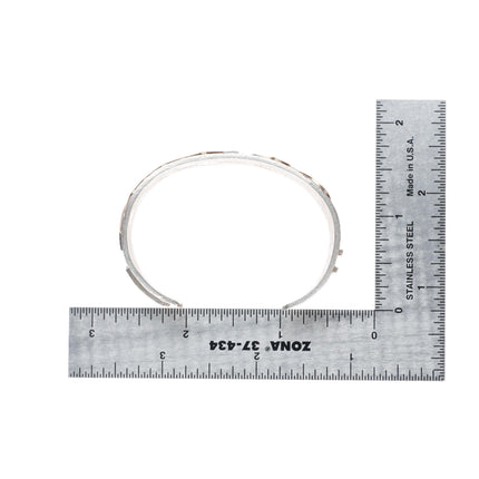 5.75" Myron Panteah Zuni 14k gold sterling silver petroglyph cuff bracelet