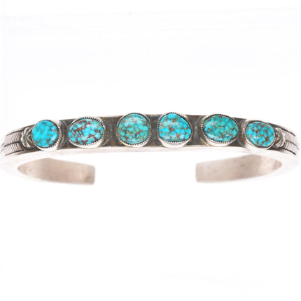 6.7" Calvin Martinez Navajo red webbed turquoise sterling silver cuff bracelet