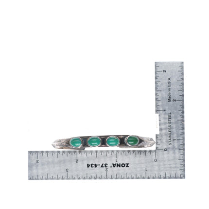 6.25" c1930 Navajo ingot silver Cerrillos turquoise carinated cuff bracelet