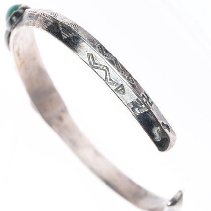 6.25" c1930 Navajo ingot silver Cerrillos turquoise carinated cuff bracelet