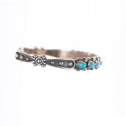 6.5" c1950's Bell Trading post  sterling silver turquoise row cuff bracelet