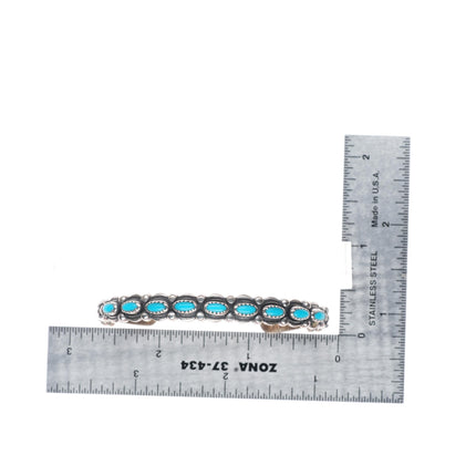 6.5" c1950's Bell Trading post  sterling silver turquoise row cuff bracelet
