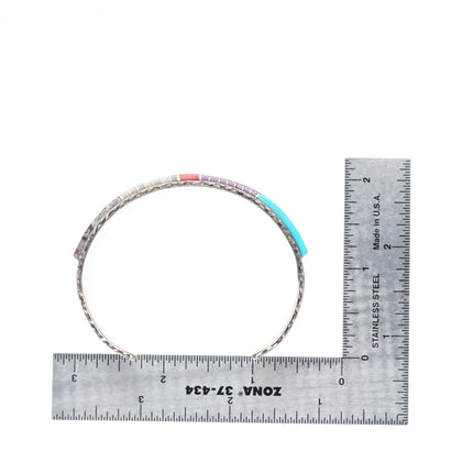 6.5" Eldred Seowtewa Zuni sterling silver muti-stone inlay cuff bracelet