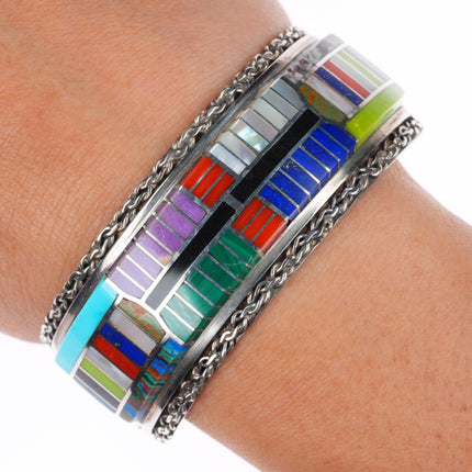 6.5" Eldred Seowtewa Zuni sterling silver muti-stone inlay cuff bracelet