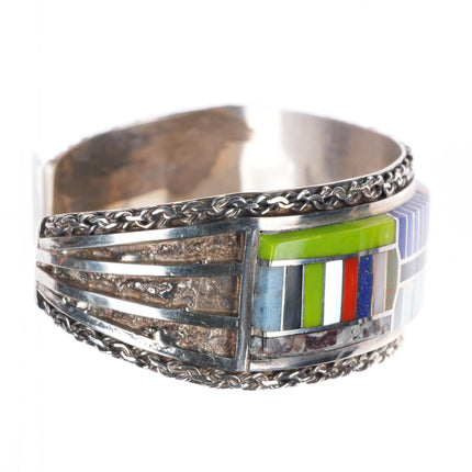 6.5" Eldred Seowtewa Zuni sterling silver muti-stone inlay cuff bracelet