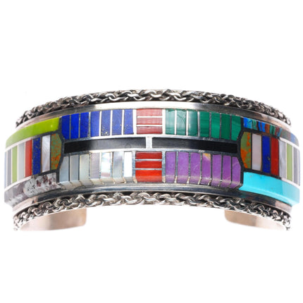 6.5" Eldred Seowtewa Zuni sterling silver muti-stone inlay cuff bracelet