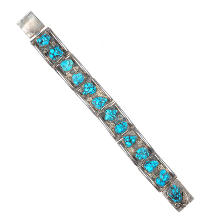 6.5" George & Nusie Henry Navajo vintage sterling silver turquoise link bracelet