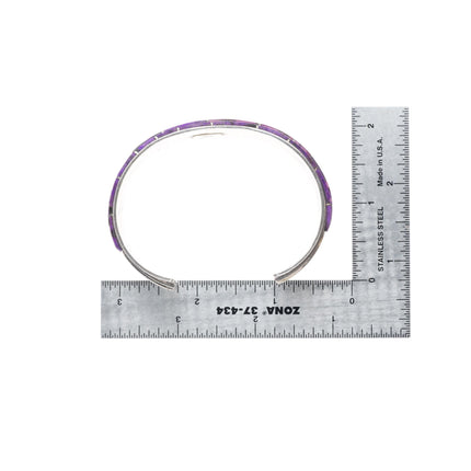 7" Anna Begay Navajo sterling silver sugilite inlay cuff bracelet