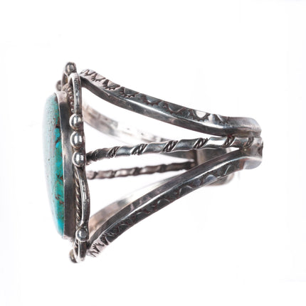 6.8" vintage KY Bill Navajo sterling silver cuff bracelet with nice turquoise