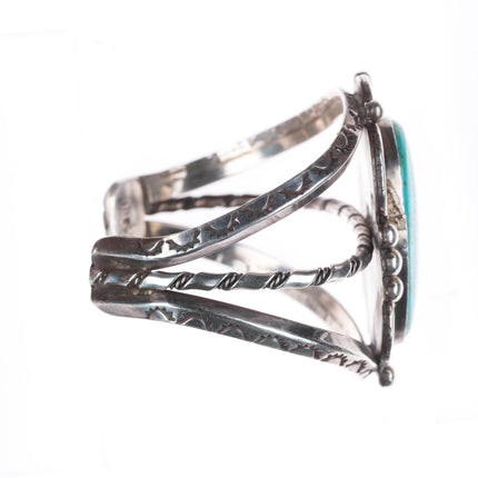 6.8" vintage KY Bill Navajo sterling silver cuff bracelet with nice turquoise